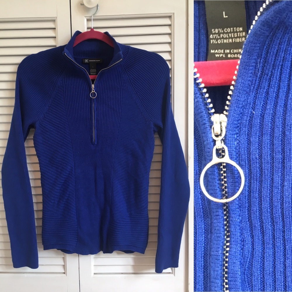 INC Zip Up Knit Turtleneck Sweater